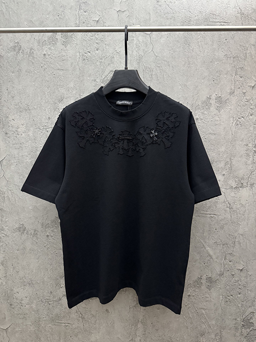 クロムハーツスーパーコピー 4層アップリケクロスステッチ半袖Tシャツ