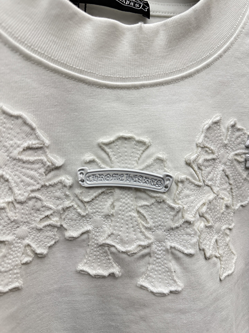 クロムハーツスーパーコピー 4層アップリケクロスステッチ半袖Tシャツ