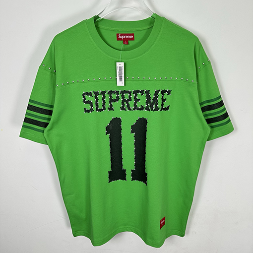 シュプリーム SUPREMEコピー 背番号11 ラインストーンアップリケ文字入り半袖サッカーユニフォーム