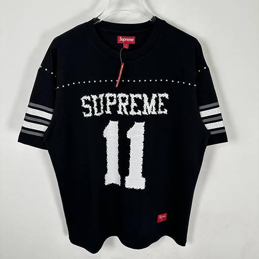 シュプリーム SUPREMEコピー 背番号11 ラインストーンアップリケ文字入り半袖サッカーユニフォーム