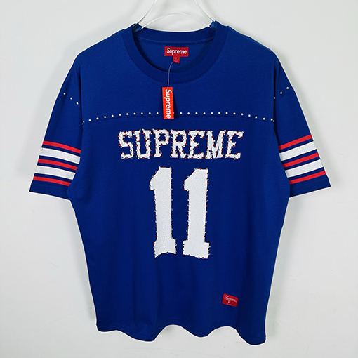 シュプリーム SUPREMEコピー 背番号11 ラインストーンアップリケ文字入り半袖サッカーユニフォーム
