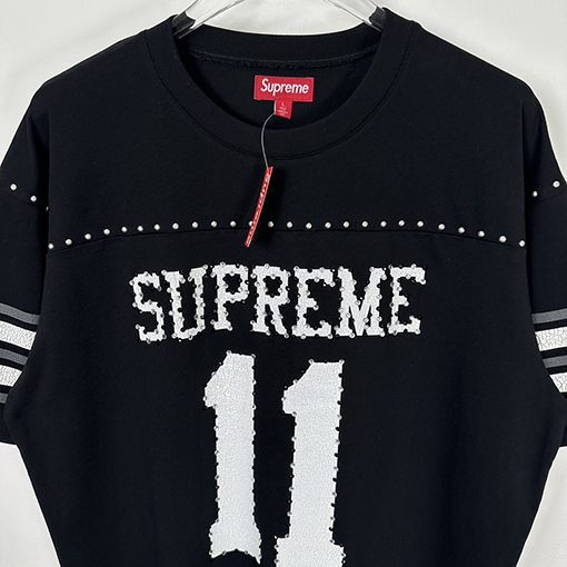 シュプリーム SUPREMEコピー 背番号11 ラインストーンアップリケ文字入り半袖サッカーユニフォーム