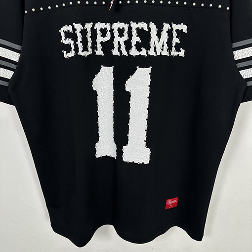 シュプリーム SUPREMEコピー 背番号11 ラインストーンアップリケ文字入り半袖サッカーユニフォーム