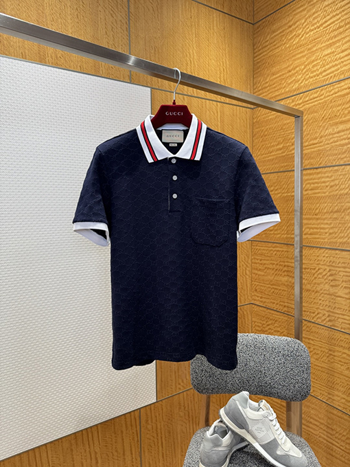 グッチコピー 全面ジャカードストレッチコットン半袖ポロシャツ
