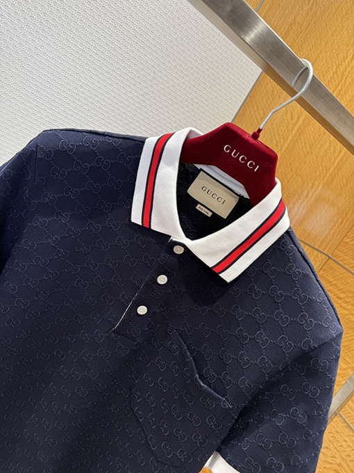 グッチコピー 全面ジャカードストレッチコットン半袖ポロシャツ