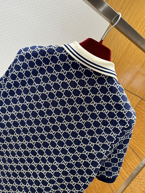 グッチコピー クラシック全面ジャカードストレッチコットン半袖ポロシャツ