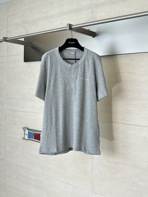 ディオールスーパーコピー Christian Dior Couture ワッフルヘンリーカラー半袖Tシャツ