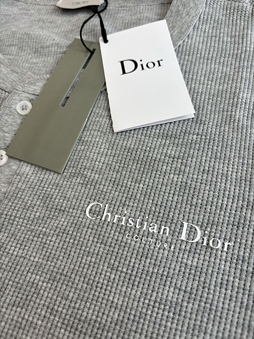 ディオールスーパーコピー Christian Dior Couture ワッフルヘンリーカラー半袖Tシャツ