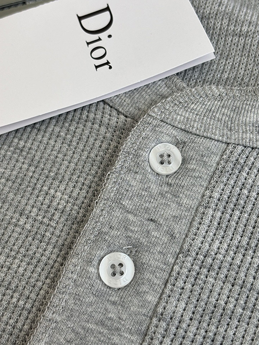 ディオールスーパーコピー Christian Dior Couture ワッフルヘンリーカラー半袖Tシャツ
