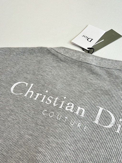 ディオールスーパーコピー Christian Dior Couture ワッフルヘンリーカラー半袖Tシャツ