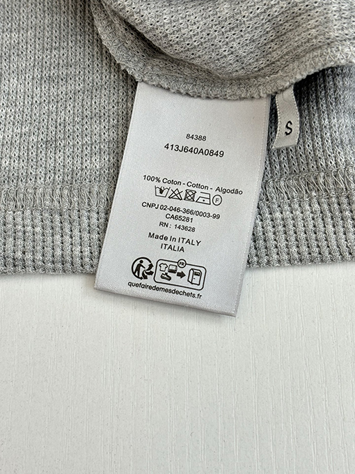 ディオールスーパーコピー Christian Dior Couture ワッフルヘンリーカラー半袖Tシャツ