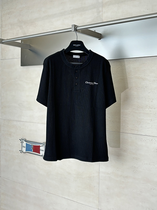 ディオールスーパーコピー Christian Dior Couture ワッフルヘンリーカラー半袖Tシャツ