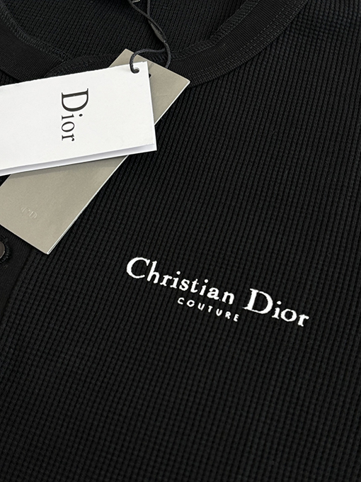 ディオールスーパーコピー Christian Dior Couture ワッフルヘンリーカラー半袖Tシャツ