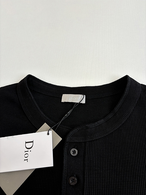 ディオールスーパーコピー Christian Dior Couture ワッフルヘンリーカラー半袖Tシャツ