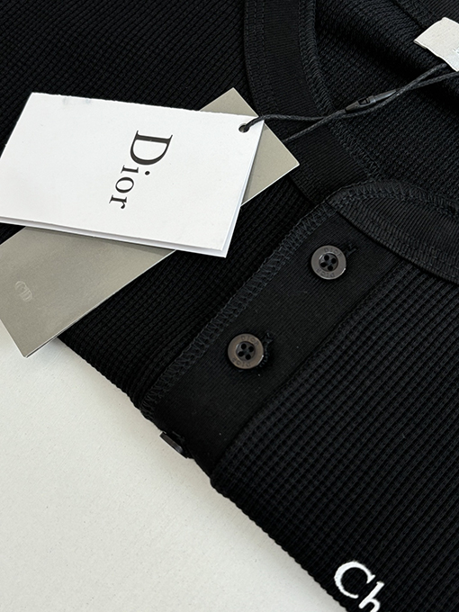 ディオールスーパーコピー Christian Dior Couture ワッフルヘンリーカラー半袖Tシャツ