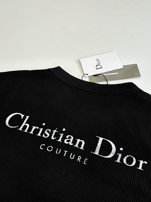 ディオールスーパーコピー Christian Dior Couture ワッフルヘンリーカラー半袖Tシャツ