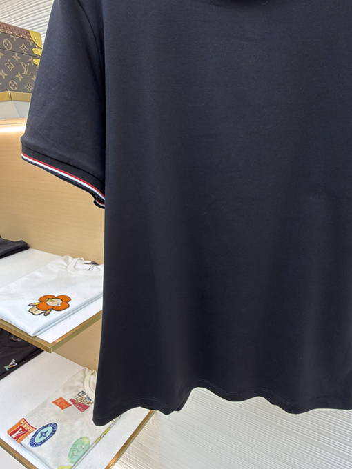 モンクレール スーパーコピーロゴ入りトリコロールトリトリムコットン半袖Tシャツ