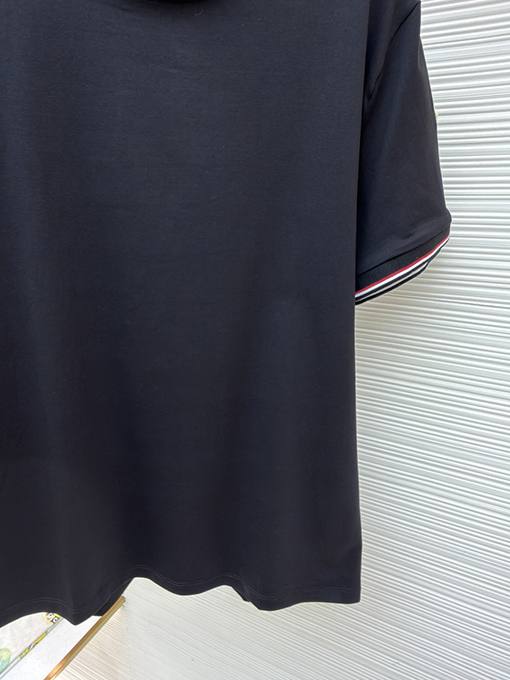 モンクレール スーパーコピーロゴ入りトリコロールトリトリムコットン半袖Tシャツ
