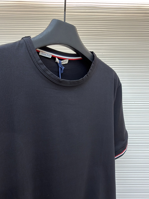 モンクレール スーパーコピーロゴ入りトリコロールトリトリムコットン半袖Tシャツ