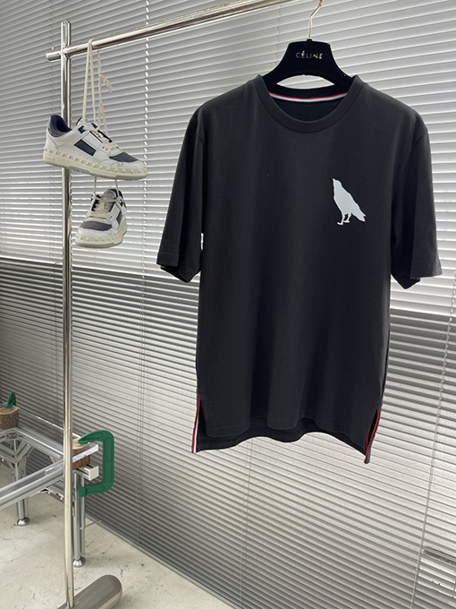 トムブラウンコピー 鳥柄プリントジャージー半袖Tシャツ