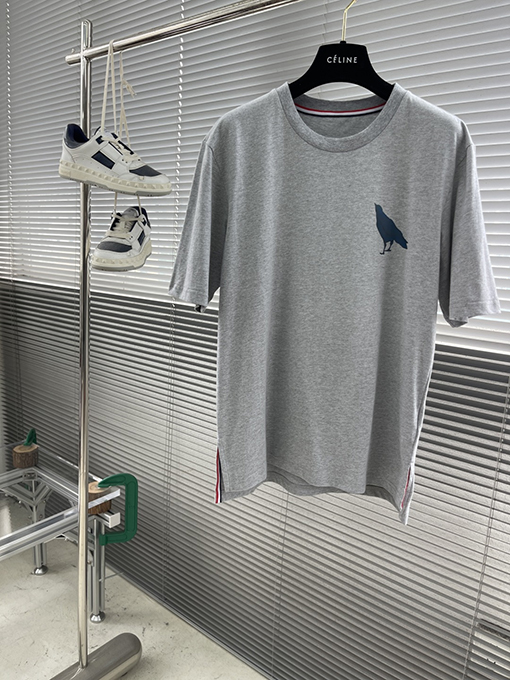 トムブラウンコピー 鳥柄プリントジャージー半袖Tシャツ