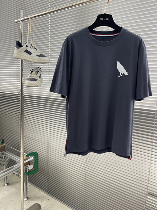 トムブラウンコピー 鳥柄プリントジャージー半袖Tシャツ
