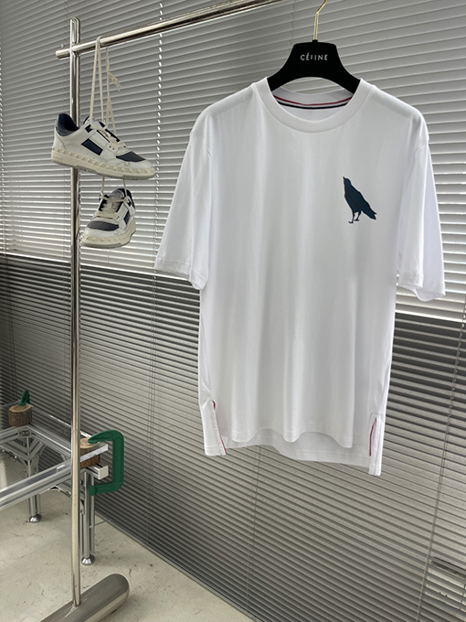 トムブラウンコピー 鳥柄プリントジャージー半袖Tシャツ