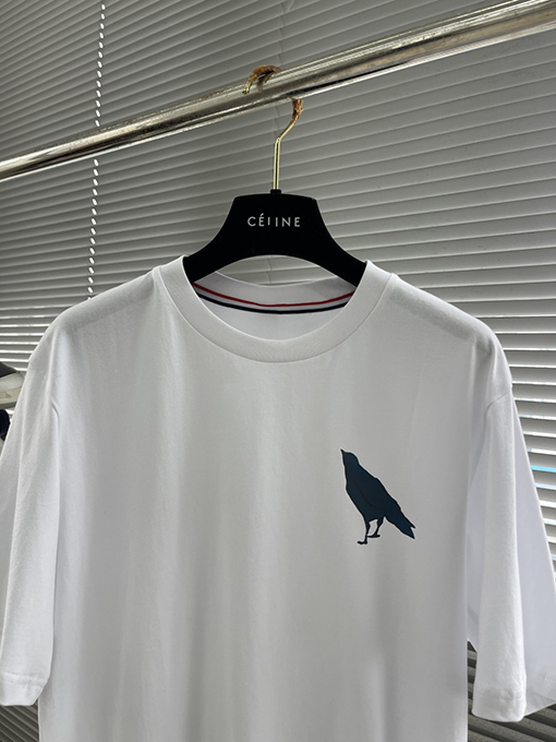 トムブラウンコピー 鳥柄プリントジャージー半袖Tシャツ