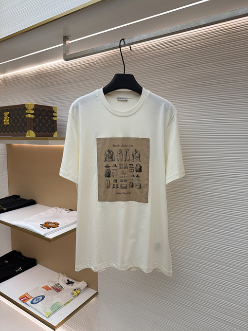 モンクレール スーパーコピープリント入りコットン半袖Tシャツ