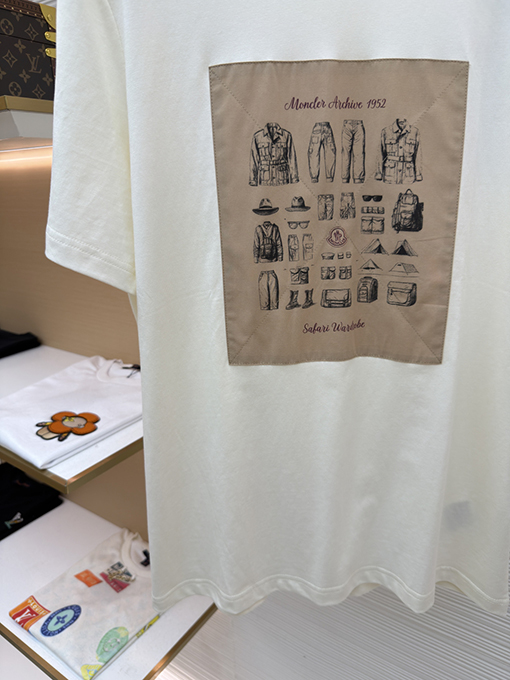 モンクレール スーパーコピープリント入りコットン半袖Tシャツ