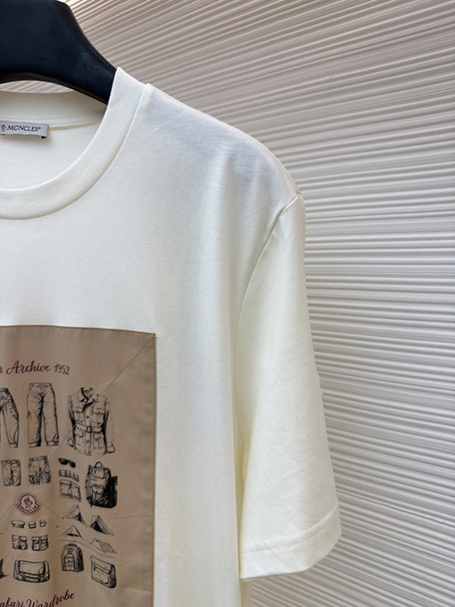 モンクレール スーパーコピープリント入りコットン半袖Tシャツ