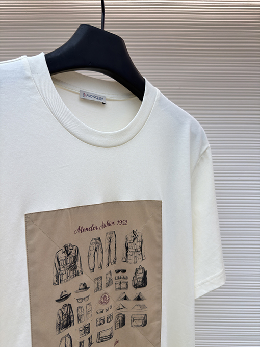 モンクレール スーパーコピープリント入りコットン半袖Tシャツ