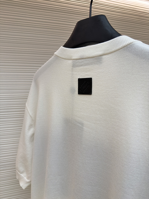ルイヴィトン 文字ジャカード柄のカラーブロックニット半袖Tシャツ
