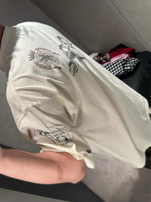 バレンシアガコピー 1917 TATTOO タトゥー柄のニット半袖Tシャツ