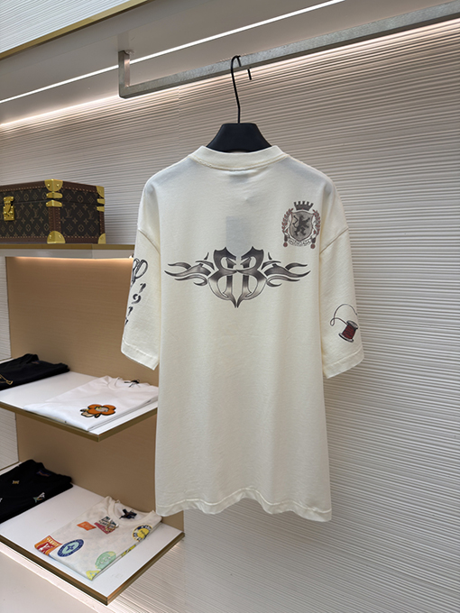バレンシアガコピー 1917 TATTOO タトゥー柄のニット半袖Tシャツ