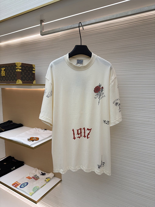 バレンシアガコピー 1917 TATTOO タトゥー柄のニット半袖Tシャツ