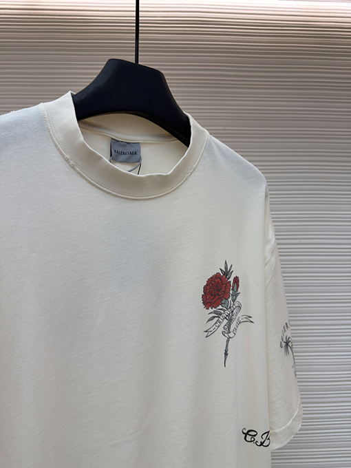 バレンシアガコピー 1917 TATTOO タトゥー柄のニット半袖Tシャツ