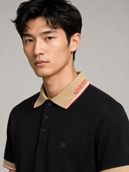 バーバリーコピー BURBERRY レターロゴ入り半袖ポロシャツ