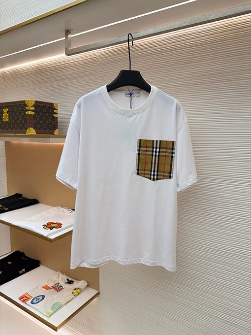 バーバリーコピー ポケット付きチェック柄半袖Tシャツ