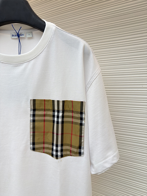バーバリーコピー ポケット付きチェック柄半袖Tシャツ
