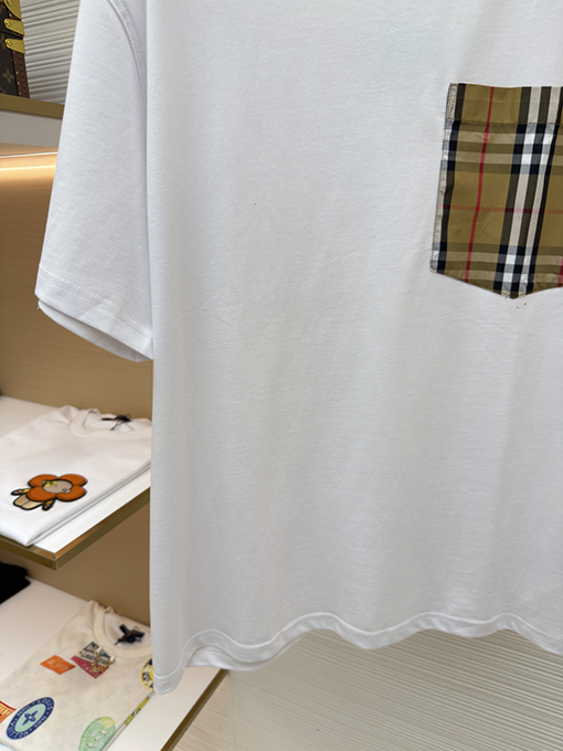 バーバリーコピー ポケット付きチェック柄半袖Tシャツ