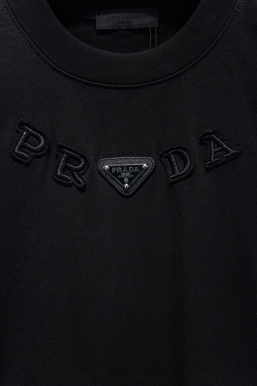 プラダ 三角形のロゴが刺繍された半袖Tシャツ