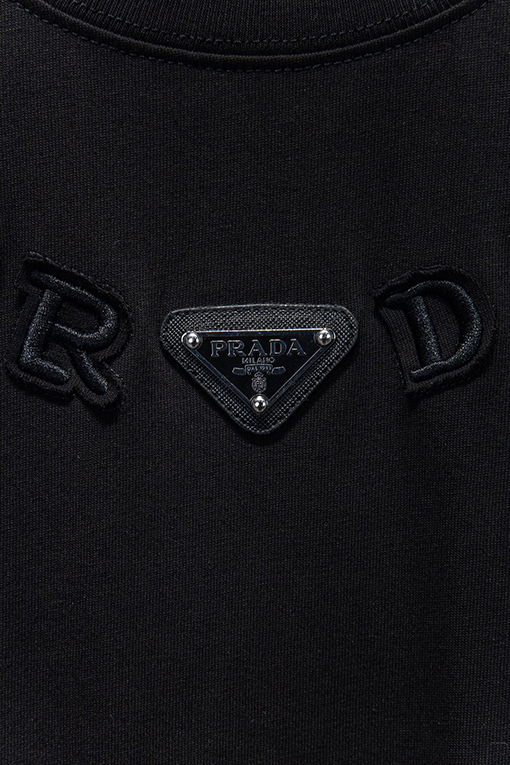 プラダ 三角形のロゴが刺繍された半袖Tシャツ