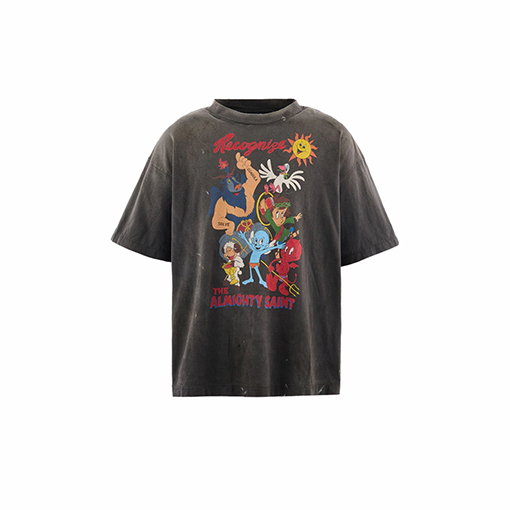 セントマイケルコピー Saint Michael MX6 レトロな漫画柄の半袖Tシャツ