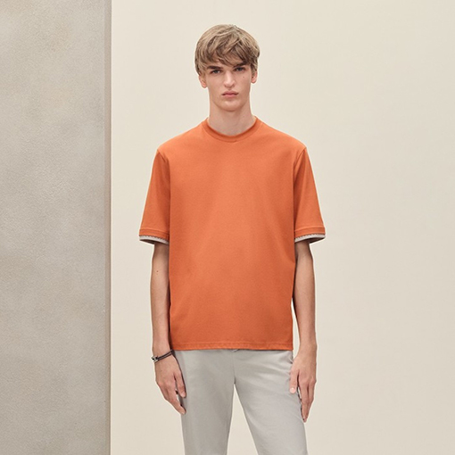 エルメス カラーブロックデザインの半袖Tシャツ