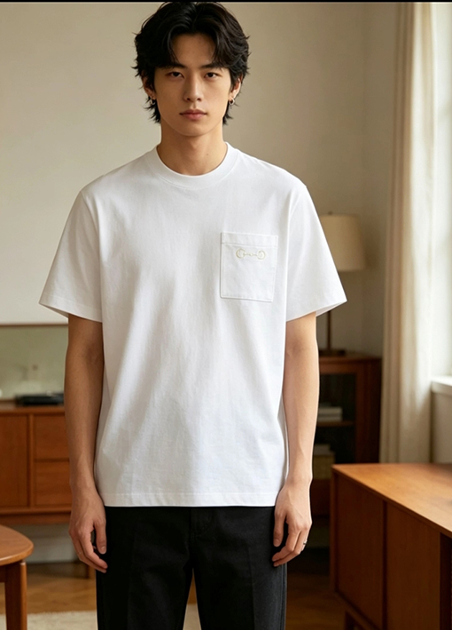 グッチコピー ホースビット刺繍入りポケットが付いたシンプルな半袖Tシャツ