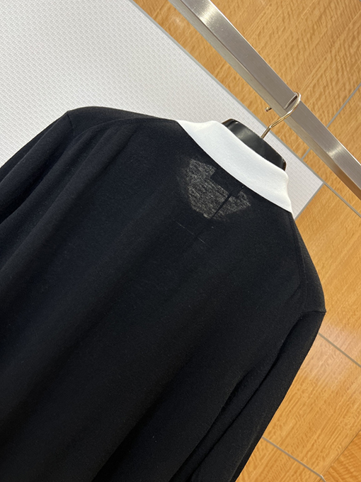 セリーヌ 刺繍入りカラーブロック襟付きニット半袖ポロシャツ