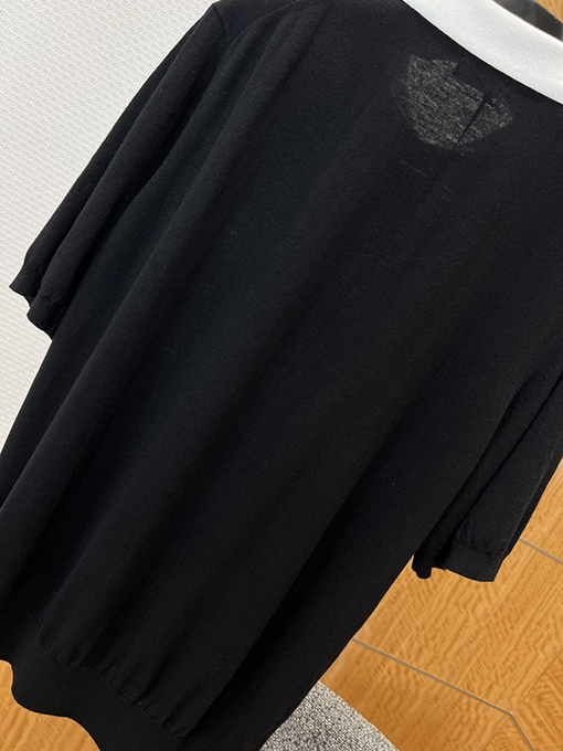 セリーヌ 刺繍入りカラーブロック襟付きニット半袖ポロシャツ