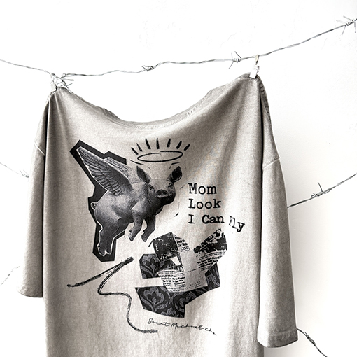 セントマイケル 限定ホワイトインクダイレクトプリント半袖Tシャツ
