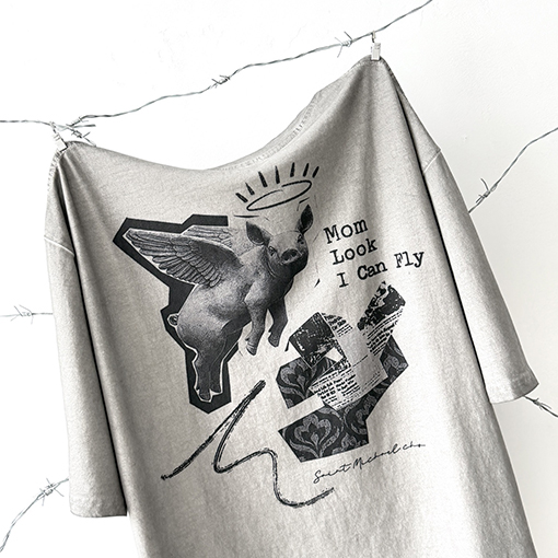 セントマイケル 限定ホワイトインクダイレクトプリント半袖Tシャツ